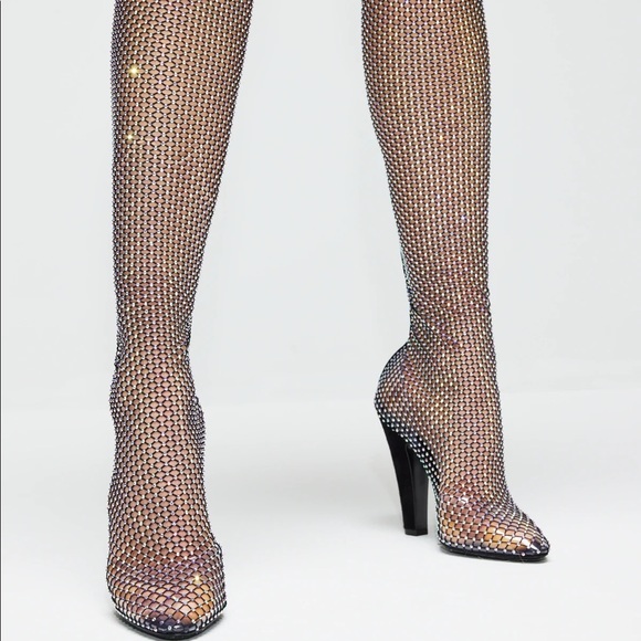 Saint Laurent YSL 68 BOOTS IN MESH W/ STRASS || CRYSTAL Embellished *SIZE 38 - Picture 6 of 16